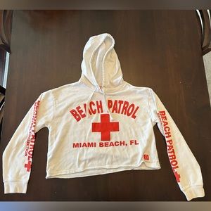 Beach Patrol lifeguard cropped hoodie